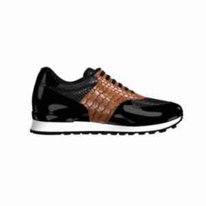 Brown Python and Black Patent Leather Jogger Shoes