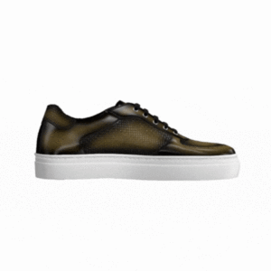 DS75 Olive Burnished Leather Low Top Trainer