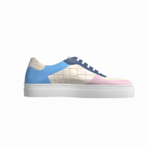 DS80 Pastel and Cream Croc Leather Low Top Trainer