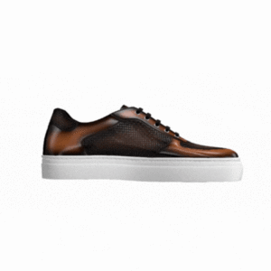 DS81 Burnished Light and Dark Brown Leather Low Top Trainer