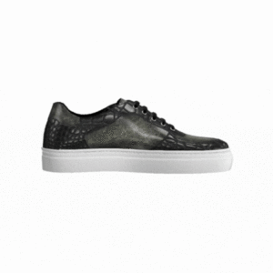 DS86 Black Croc and Burnished Grey Leather Trainer