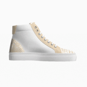 White Snakeskin High Top Casual Sneakers for Men