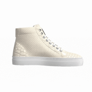 cream and leather high top sneaker