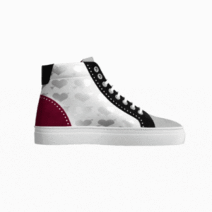 Silver High Tops With Printed Hearts