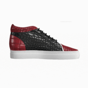 Red and Black Croc Design Handmade Sneakers