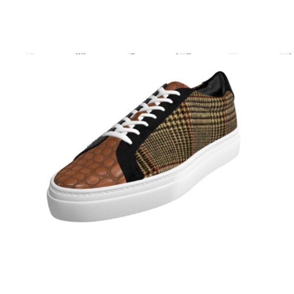 Brown Croc Tweed and Brown Croc Low Top Handmade Sneakers