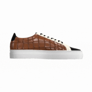 Brown Croc Black Suede Low Top Handmade Sneakers
