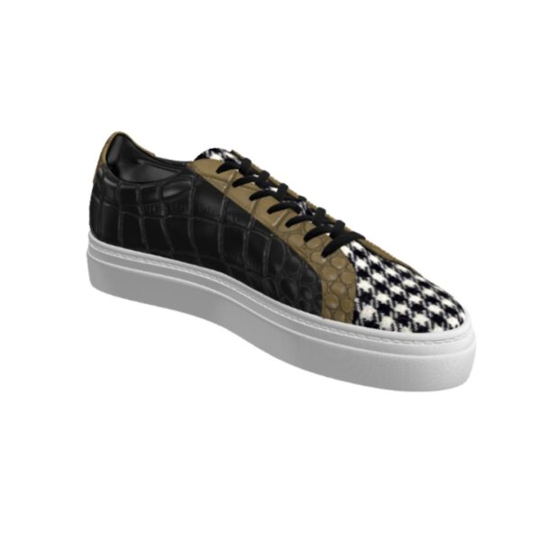 handmade houndstooth and black sneakers