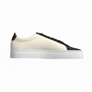 Black and White Leather Low Top Handmade Sneakers