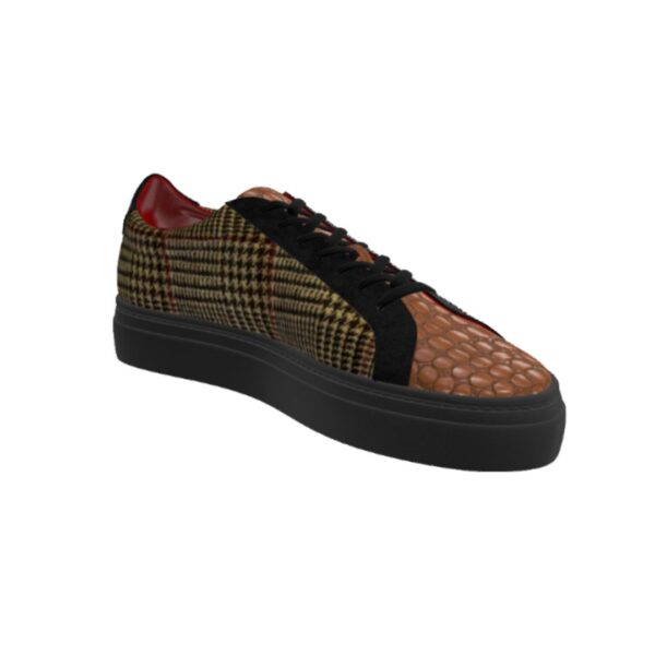 Brown Tweed and Brown Croc Handmade Sneakers