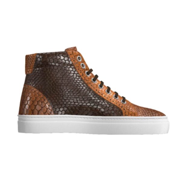 Genuine Python Brown High Top Sneaker