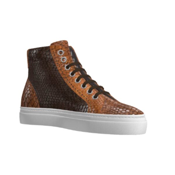 Genuine Python Brown High Top Sneaker