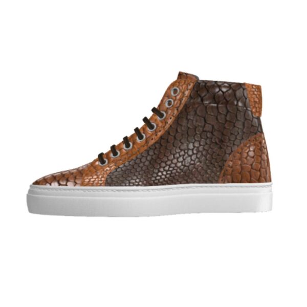 Genuine Python Brown High Top Sneaker