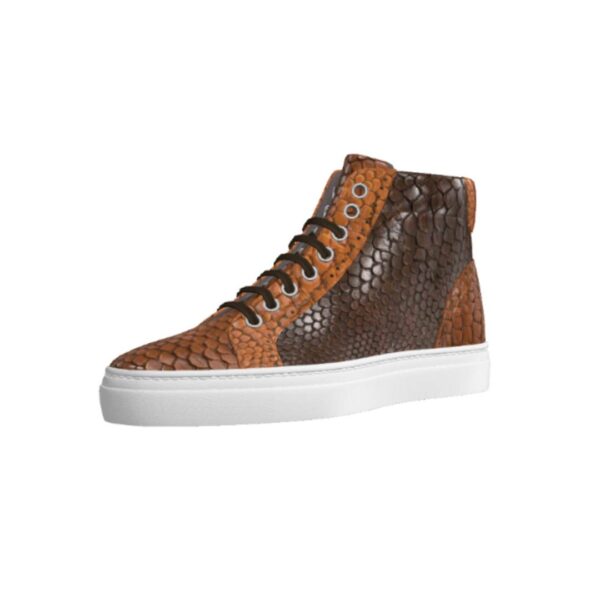 Genuine Python Brown High Top Sneaker