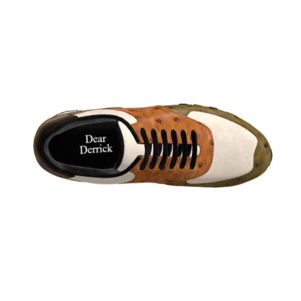 Genuine Ostrich Green and Brown Jogger Shoes